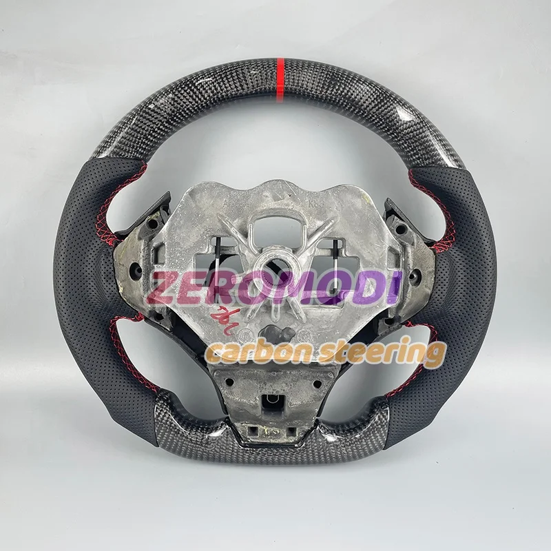 Real Carbon Fiber Perforated Leather Steering Wheel For 2014-2021 Peugeot 308 Custom Sport Racing Steering Wheel Modification