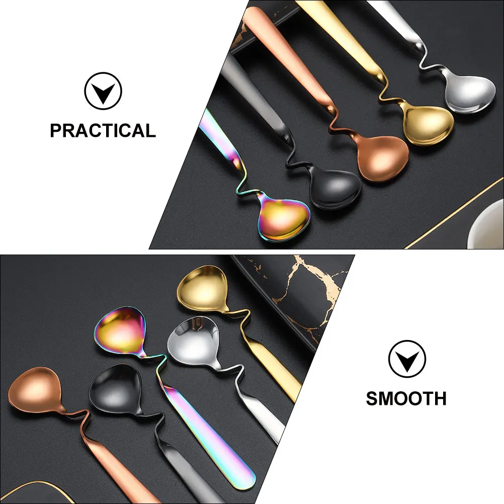 Cuillères en acier inoxydable, 5 pièces, Surface lisse, café, thé, confiture, miel, cuillère à mélanger pour maison, café, hôtel, cuillères en acier inoxydable