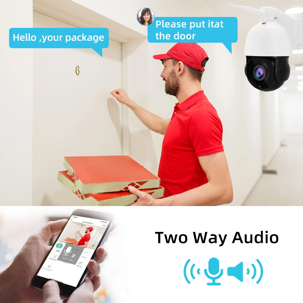 كاميرا مراقبة أمنية ctv لاسلكية ، كاميرا شبكة WiFi ، كشف بشري ، PTZ ، IP ، تكبير بصري 36 × ، 5 ميجابكسل ، P