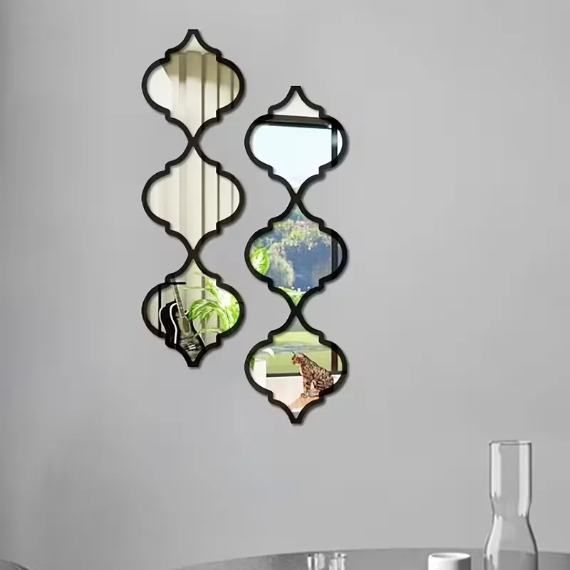 1/3/6pcs Moroccan Style Bathroom Mirror, Makeup Mirror Splicing Mirror Wall Sticker, Decorative Mirror for All Rooms And Entrywa