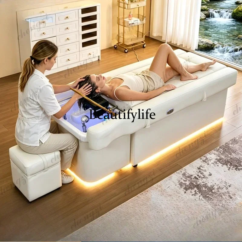 C178Modern simple electric lifting head treatment foot bath integrated shampoo bed water circulation fumigation massage ear bed