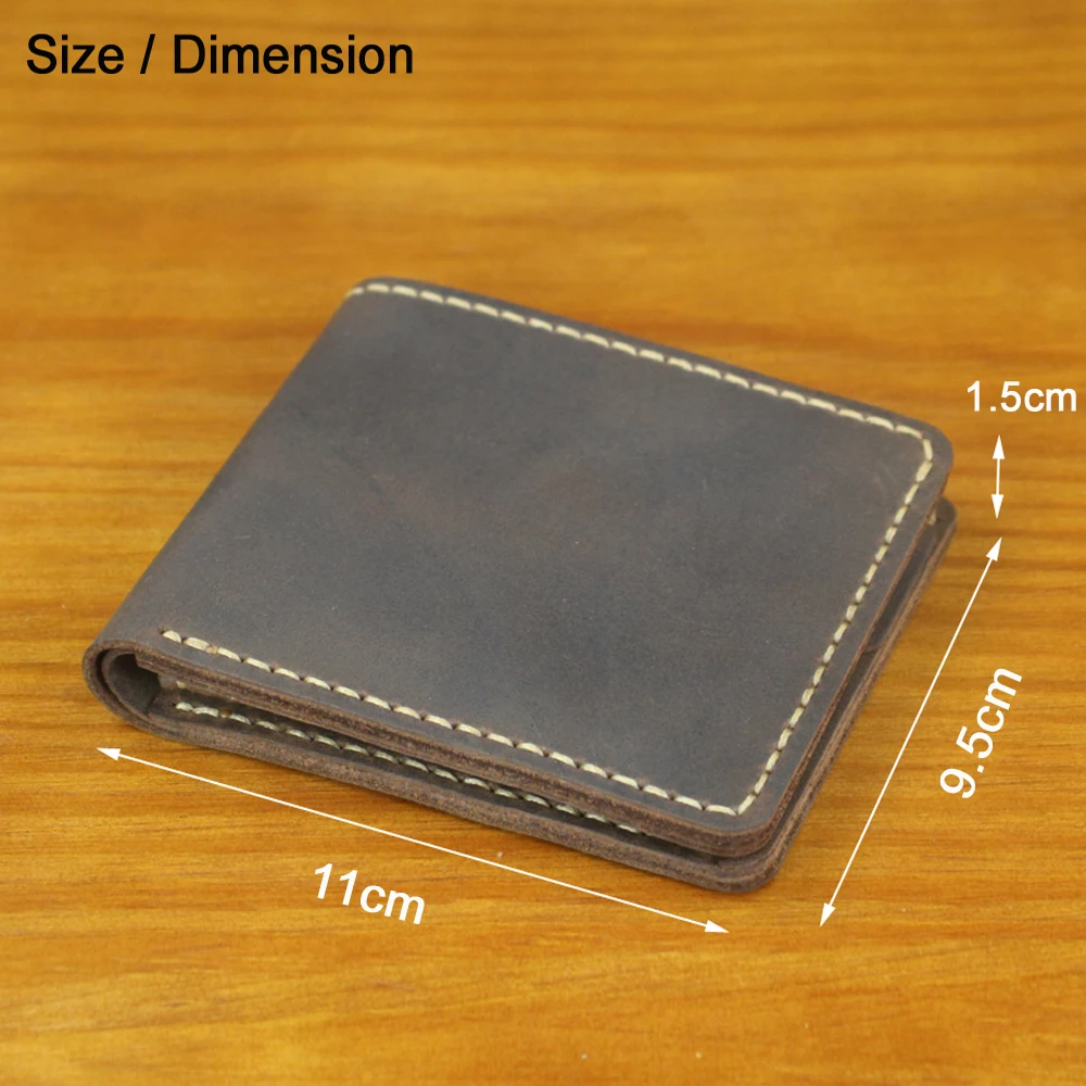 Luxury Handmade Genuine Leather Men Wallet Bifold Purse Male Short Wallet with Coin Pocket Money Clips Vintage Leather Money Bag