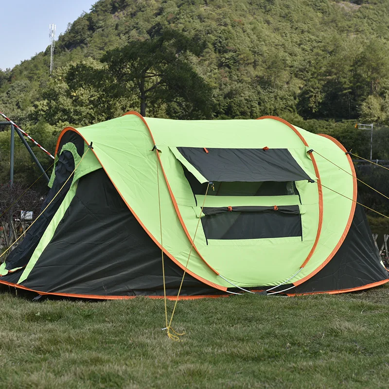 Ship-type tent-throwing outdoor 3-4 people do not need to build full-automatic quick-opening tent folding large-space beach tent