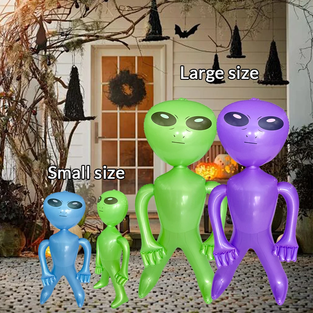 1 peça brinquedo alienígena inflável disponível em dois tamanhos de 33 polegadas e 63 polegadas adequado para presentes de festa de Halloween com tema alienígena