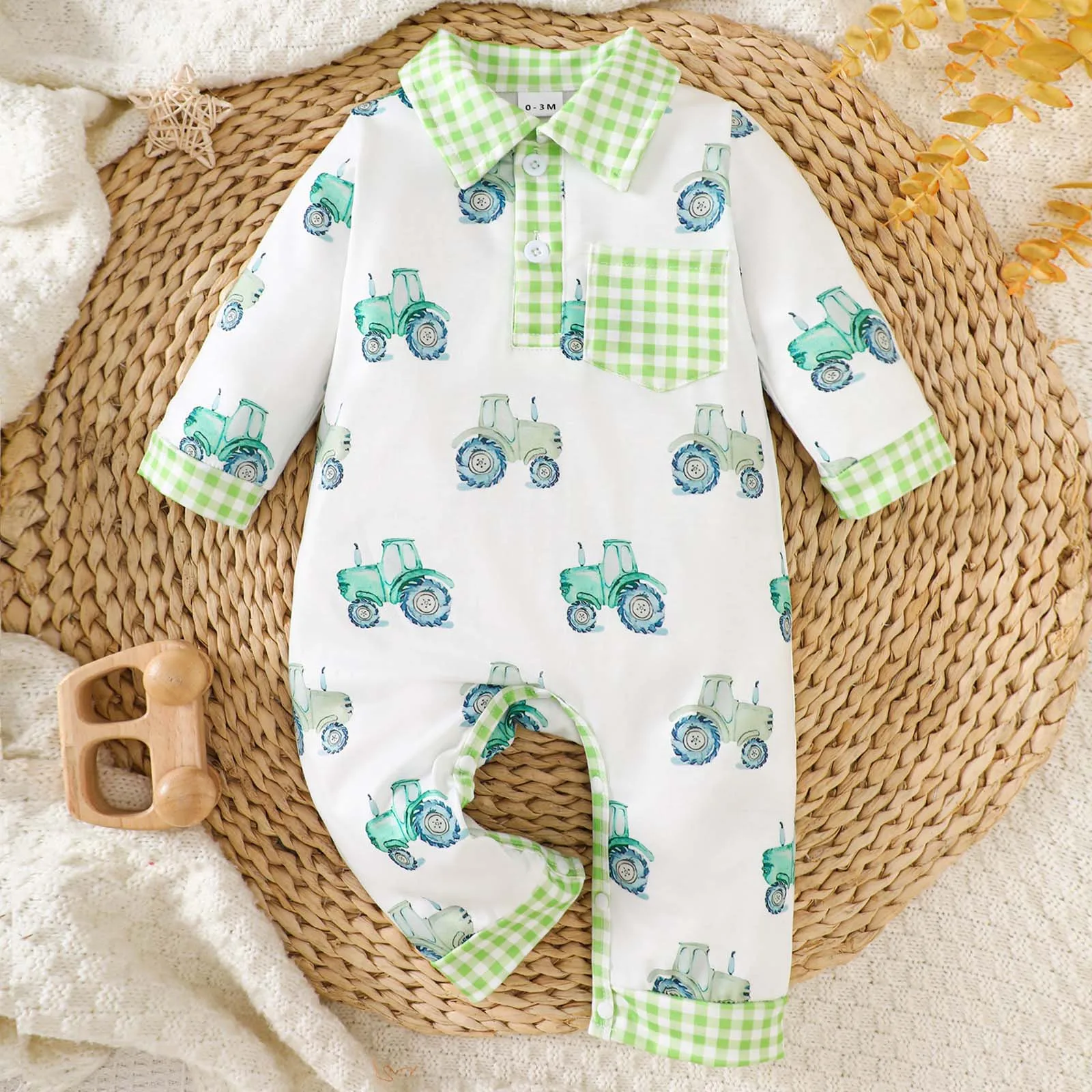 

Baby Boy Romper Long Sleeve Comfortable Breathable Lapel Printed Gentleman Jumpsuit Infant Toddler Bodysuit ropa de bebé