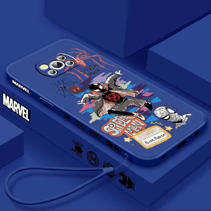 Marvel Spider Man Gwen Liquid Left Rope For Xiaomi Mi Poco X6 X5 X4 X3 M6 M5 M5S M4 M3 F5 F4 F3 Pro 5G Cover Phone Case