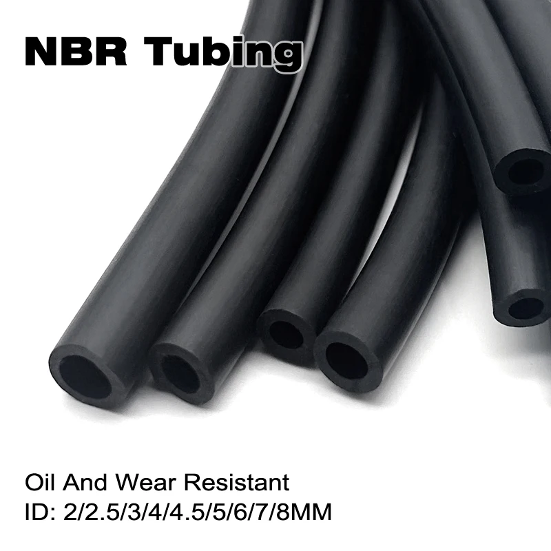 

NBR Nitrile Rubber Hose Oil/Abrasion/Aging Resistant Pipe 2/2.5/3/4/4.5/6/7/8mm ID Flexible Fuel Line Tube for Hydraulic Systems