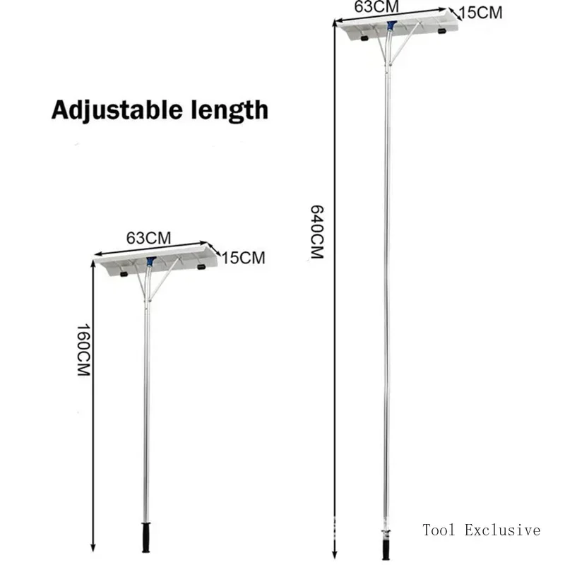 Lightweight Durable Aluminum Alloy Retractable Roof Snow Scraper with Wheels 20 Ft High Snow Removal Shovel for Safety