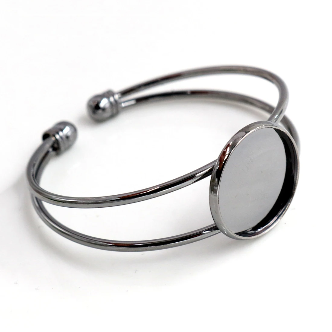 High Quality 20mm 25mm 8Colors Plated Bangle Base Bracelet Blank Findings Tray Bezel Setting Cabochon Cameo