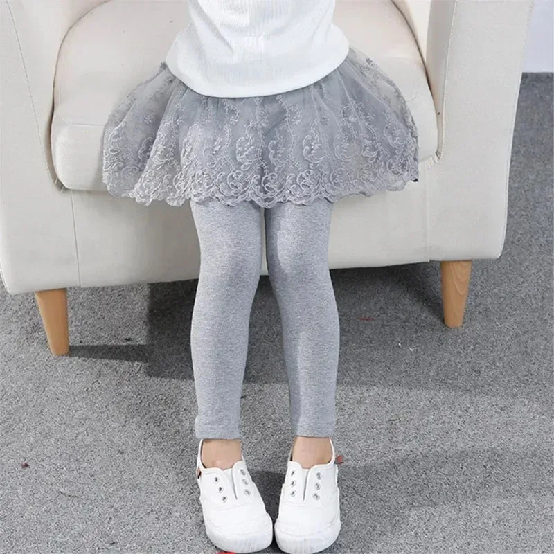 Children Leggings Baby Girls Cute Lace Princess Legging Skirt Spring Autumn Solid Color Cotton Kids Trousers - view 3