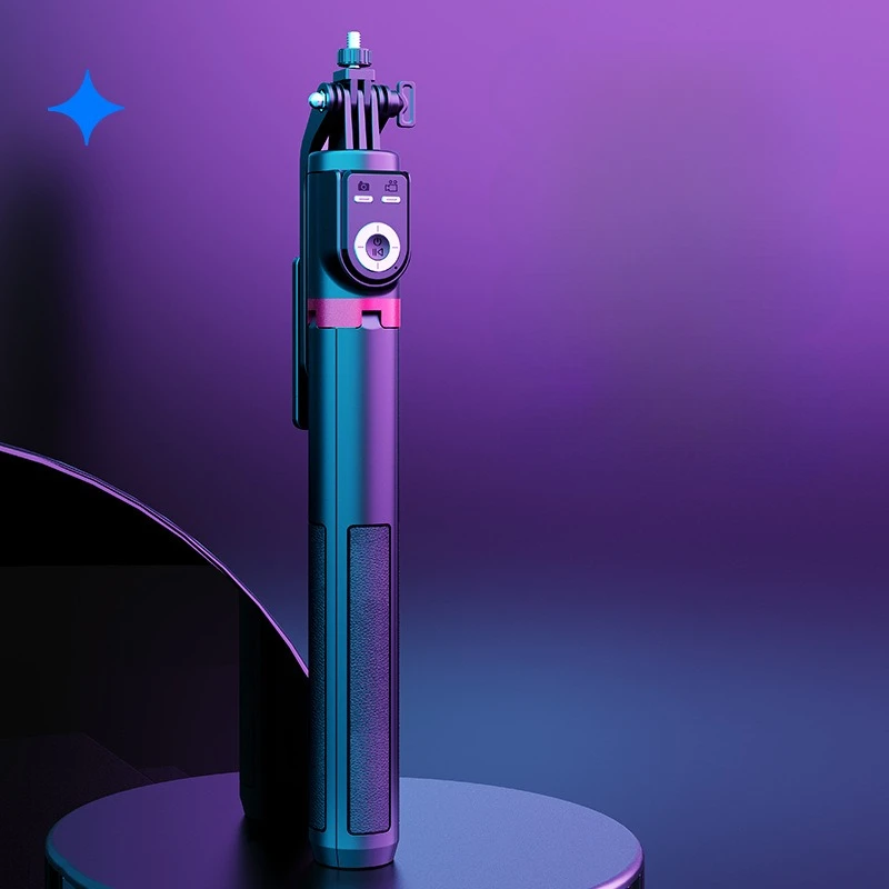 Selfie Stick Lega Fotocamera da tavolo Supporto quadrupiede Ricarica USB Bluetooth 360 °   Bastone selfie portatile PTZ con rotazione