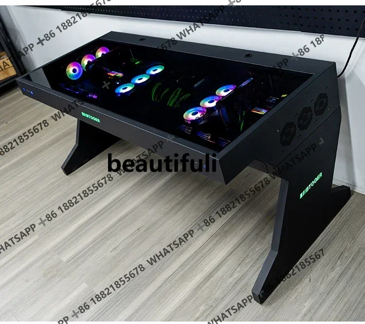 *Computer case integrated table, two hosts can be installed for two people, cool   e-sports table