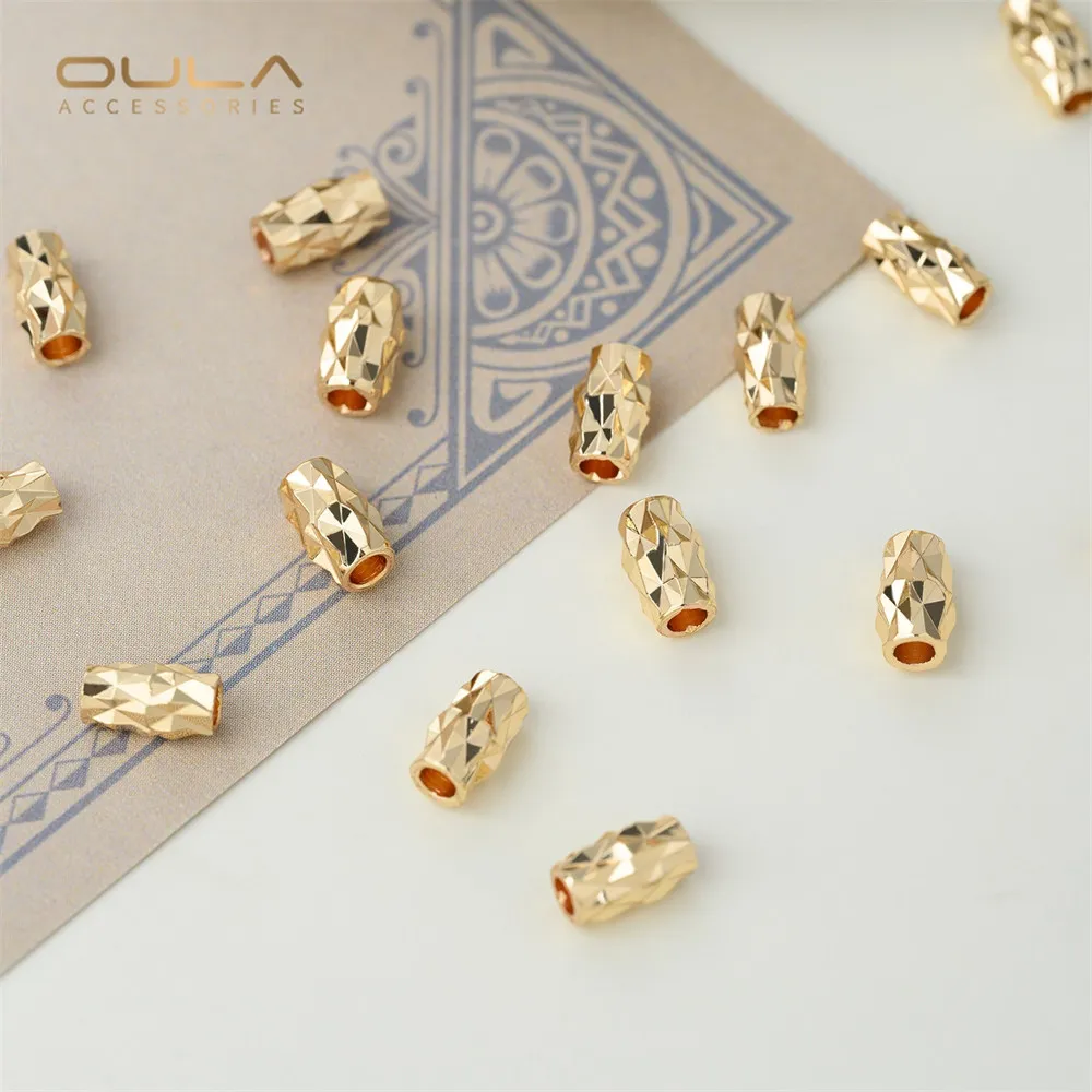 10 個 14K ゴールドメッキねじ込みストレートチューブビーズ、小さなウエストバケットビーズ、DIY 手作りハンドネックレスアクセサリー材料