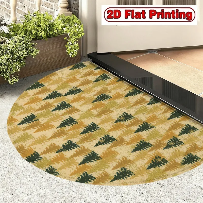 Modern Pine Tree Half Round Doormat Geometric Semicircle Carpet For Luxury Living Room Office Bedroom Front Door Welcome Mat New