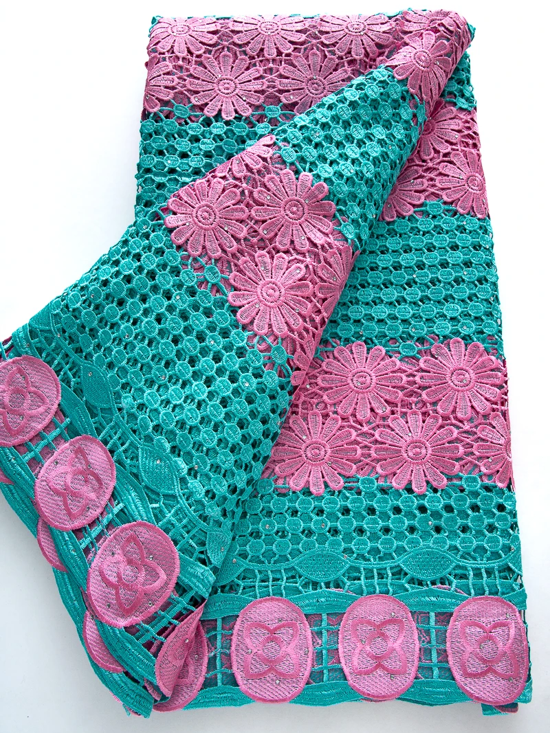 

Nigerian Cord Guipure Lace Fabric 2025 High Quality Embroidered 5 Yards African Water Soluble Lace Fabric for Women Dresses 4456