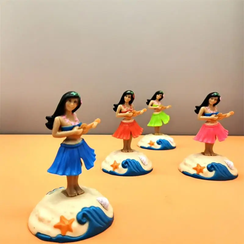 Cartoon Automotive Trim Tabletop Ornaments Hawaiian Girl Dashboard Doll Figurine For Car interior Home Office Desk Bedroom