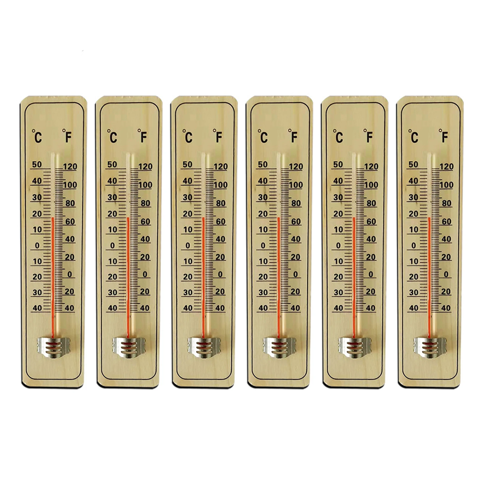 3Pcs Wooden Thermometer Traditional Wooden Garden Thermometer Wall Mounting With C & F Reading For Indoor Outdoor Use