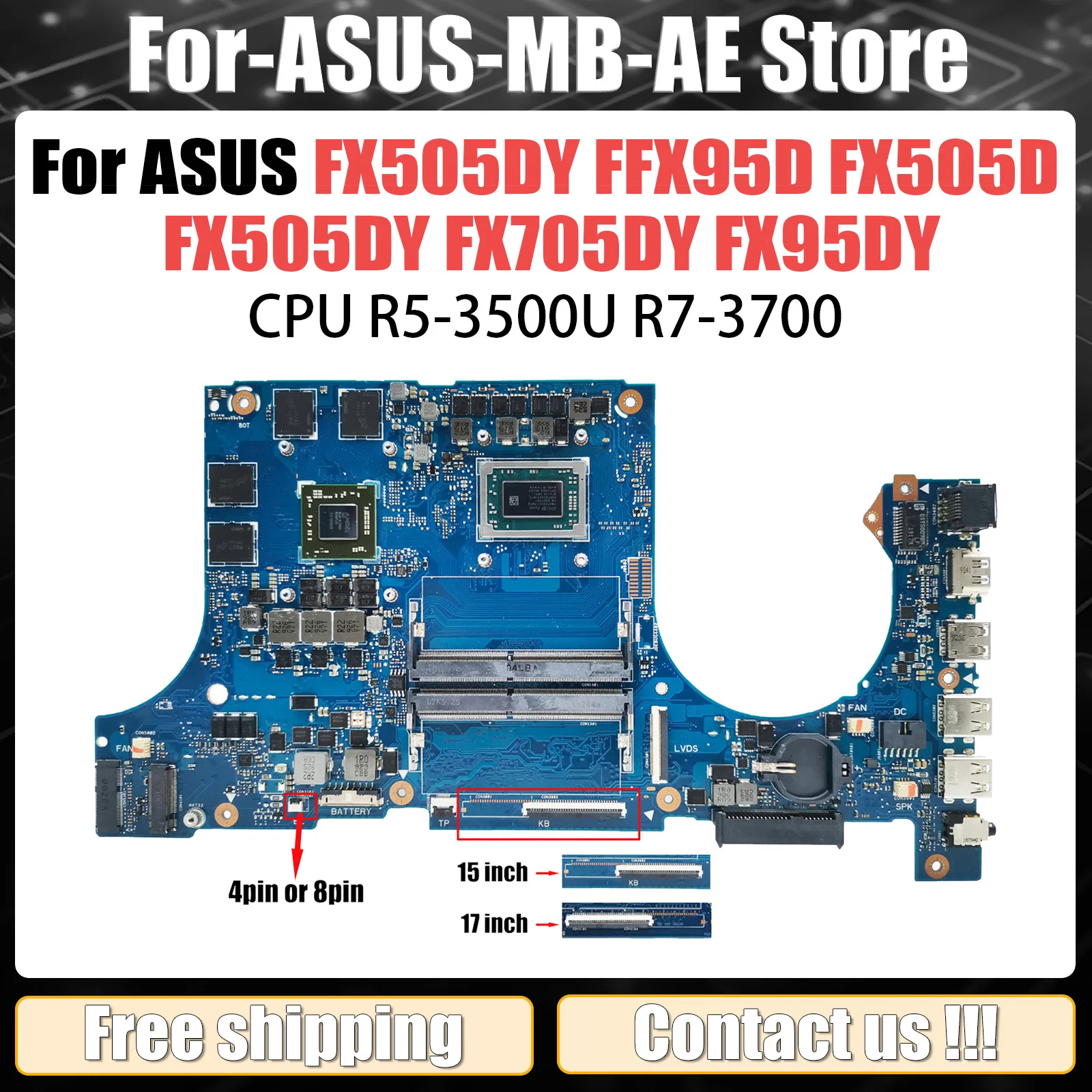 FX505DY con R5 R7 CPU RX560-V4G GPU Scheda Madre Per ASUS TUF Gaming FX95D FX505D FX505DY FX705DY FX95DY Scheda Madre Del Computer Portatile