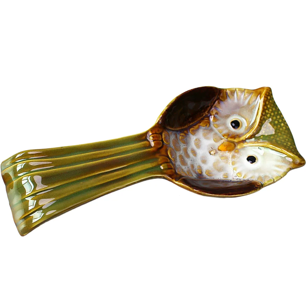 

Owl Shape Ceramic Spoon Rest Smooth Touch Spoon Holder for Coffee Station Chopstick Rest Cute Kitchen Accessories