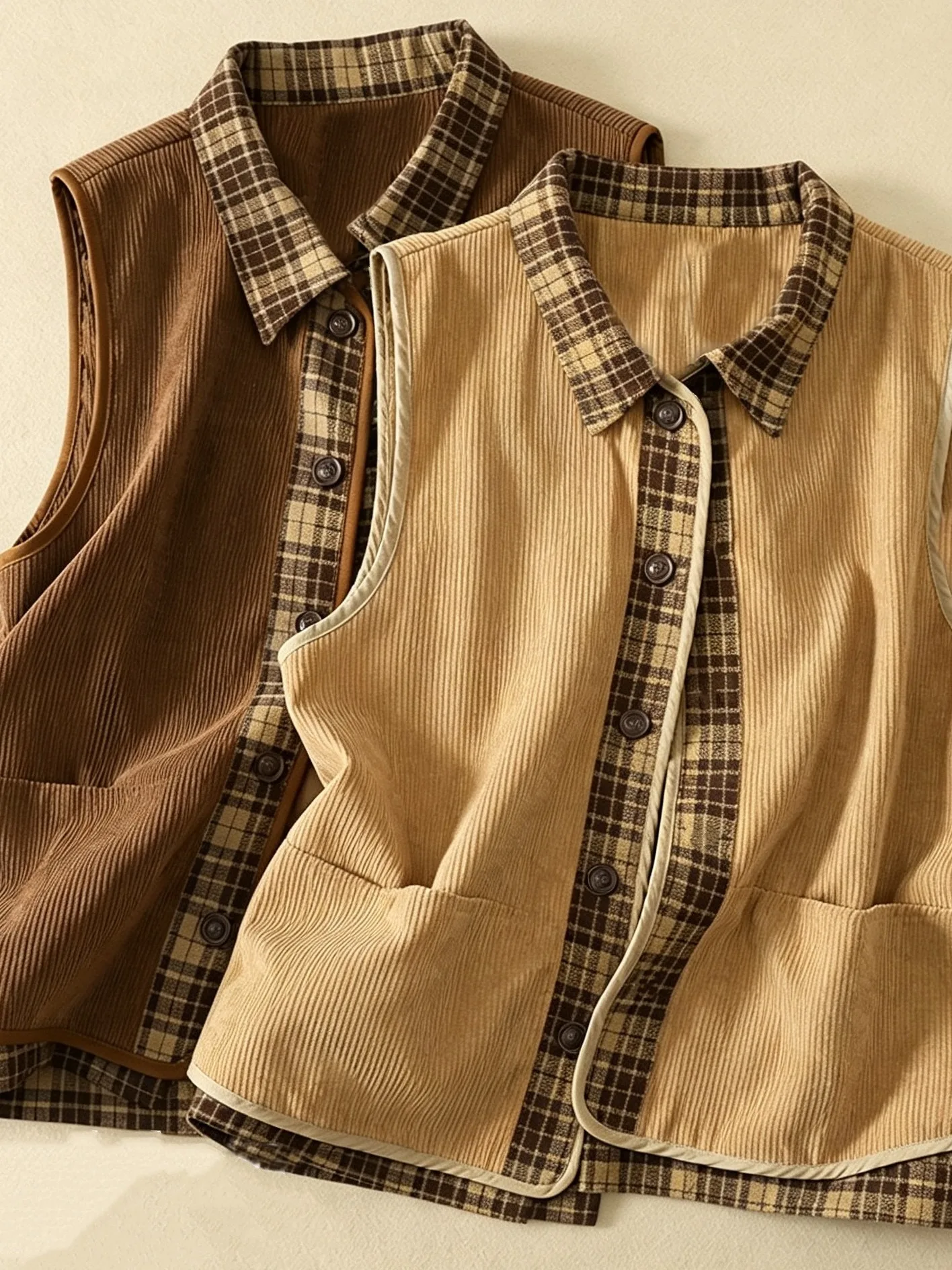 Women's Fashionable Vest Jacket Corduroy Spring Autumn New Style 2026 Popular Shoulder Pad Warmth Outerwear Artistic Style