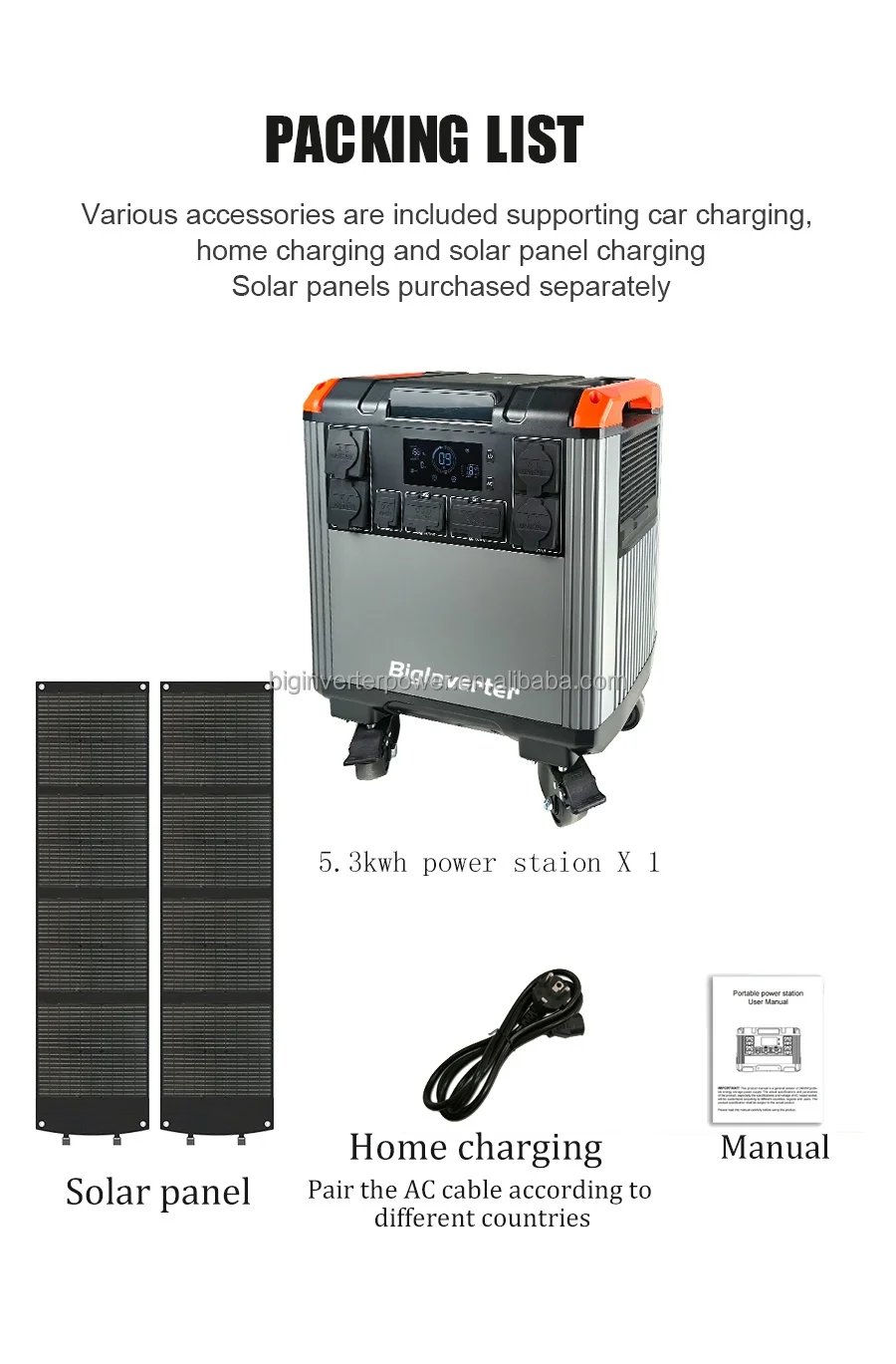 5000W Solar Generator 5000Wh LiFePO4 Portable Power Station With Solar Panel Free Shipping view 6