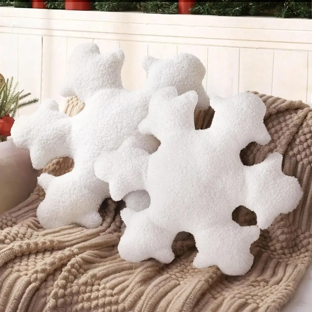 

Soft Christmas Snowflake Throw Pillow PP Cotton Comfortable Touch Couch Cushion White 40/50cm Snowflake Pillows