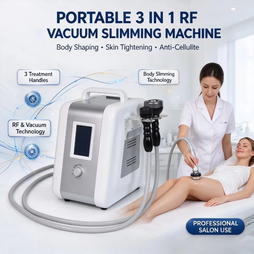 Portable 3 In 1 RF Vacuum Body Slimming Machine Skin Tightening Anti Cellulite Weight Loss Beauty Salon Equipment