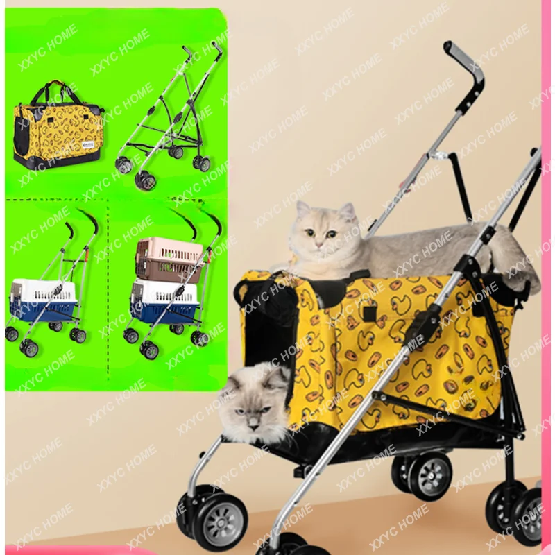 

Dog Walking Cat Detachable Trolley Pet Stroller Folding Cat Traveling Small Dog Stroller