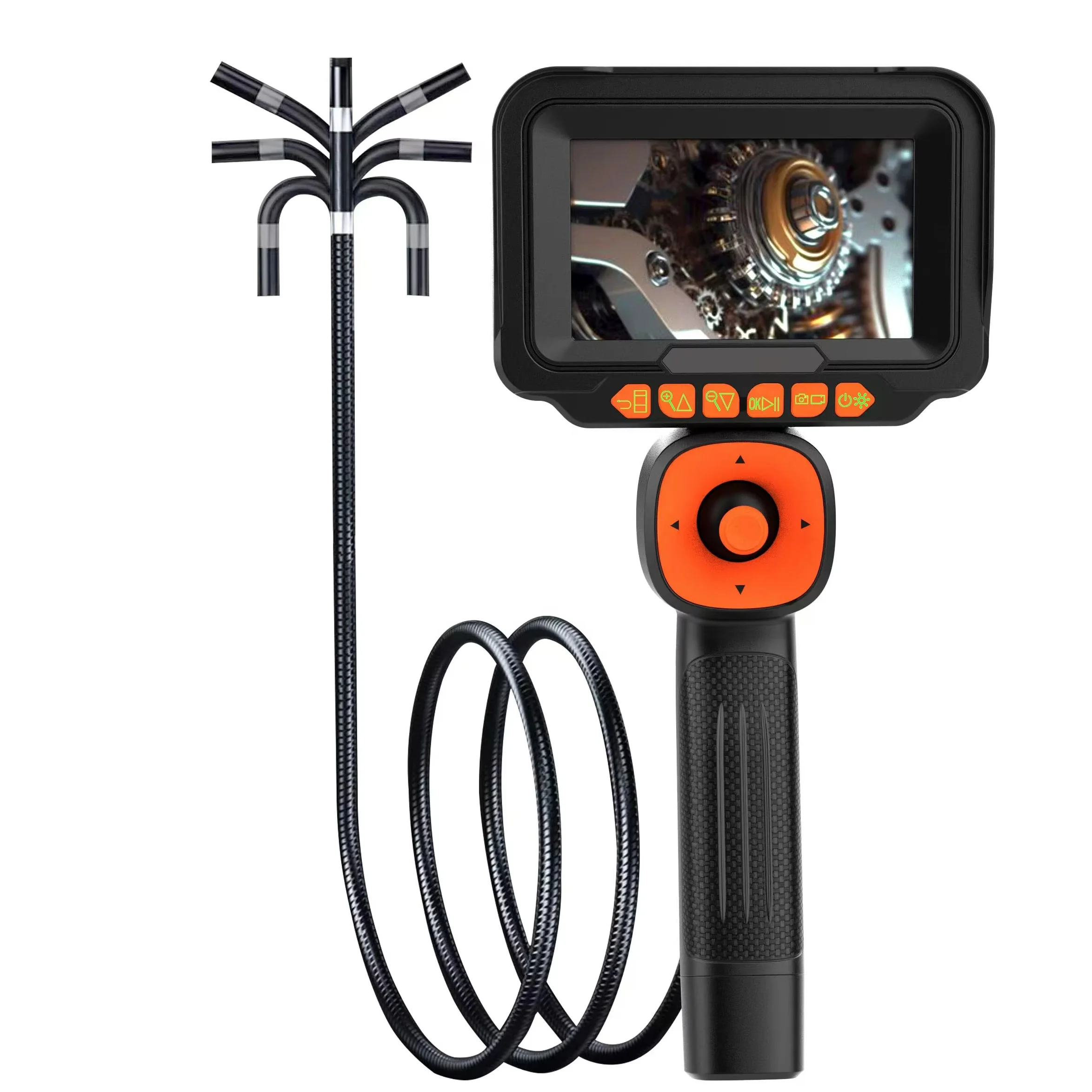 

EasyGear 5-дюймовый IPS-экран 1080P жесткий эндоскоп 720 градусов четырехстороннее вращение промышленный видеоэндоскоп артикуляция