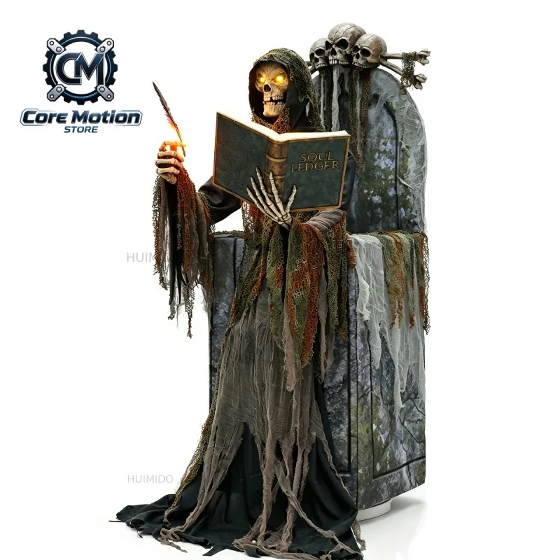 Halloween Animatronics Decoration Large Mechanical Soul Reaper Skeleton Light Up Ornament Haunted House Scene Layout