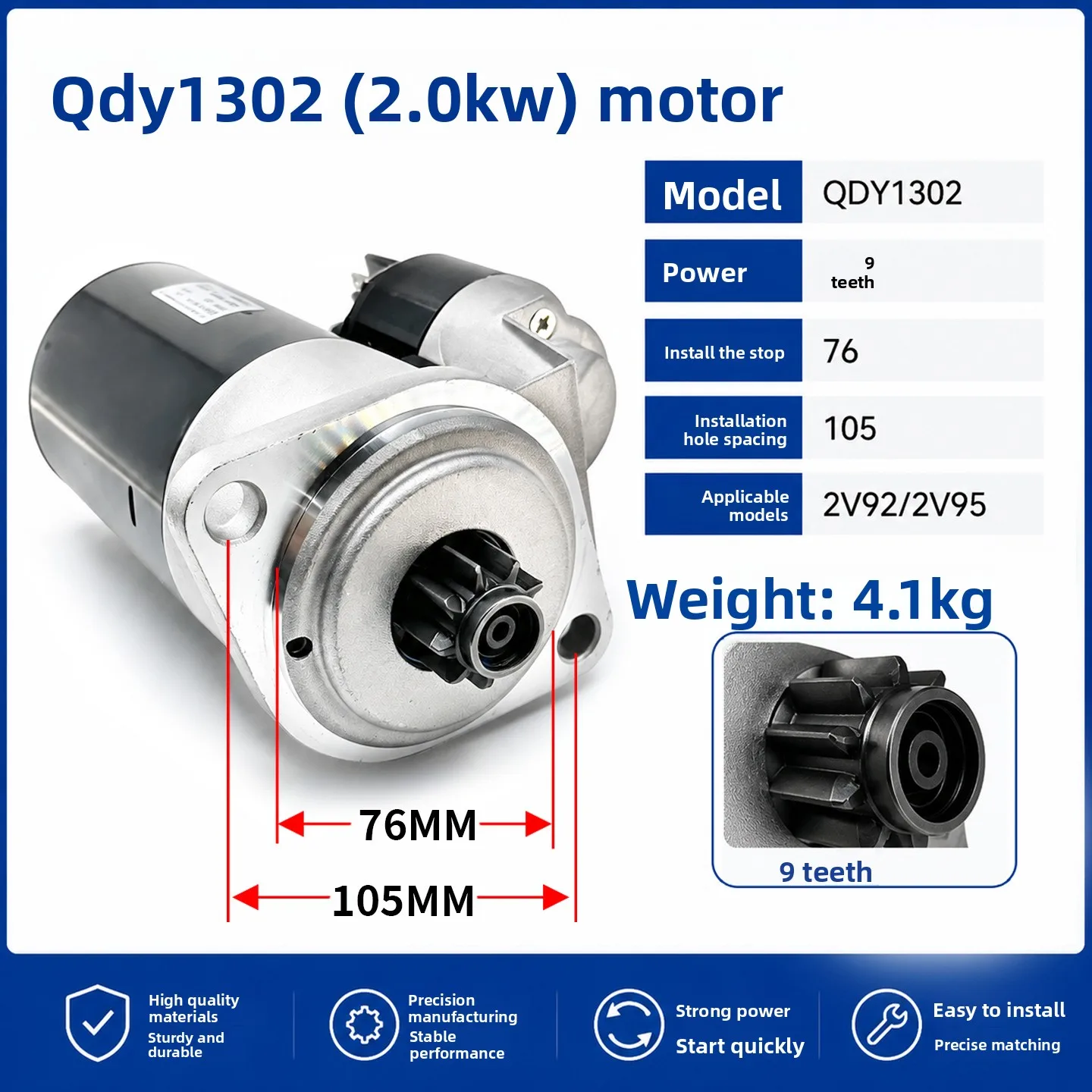10KW Two-cylinder Diesel Generator Accessories 2V92 2V95 QDY1302 Motor Starter