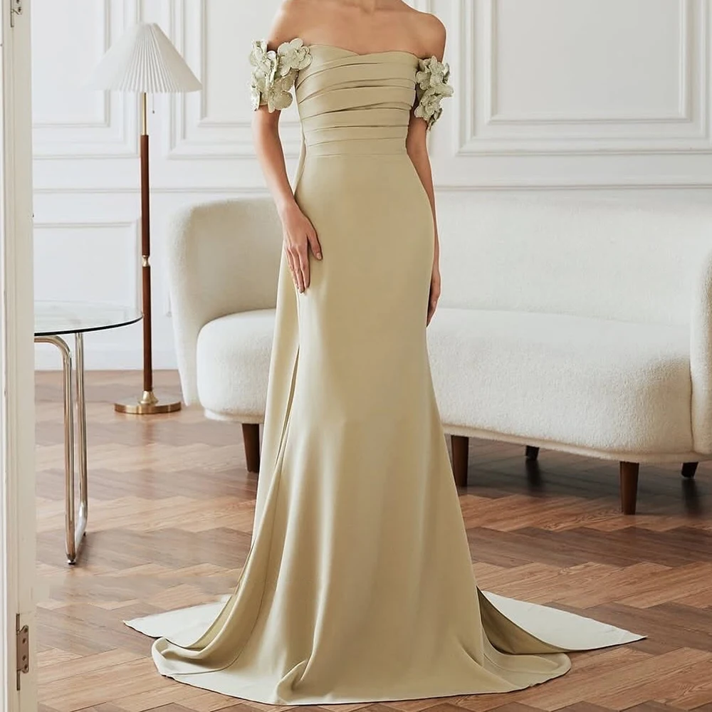 

Вечерние платья русалки по индивидуальному заказу, длиной до пола, с открытыми плечами, без рукавов, платье для выпускного вечера, модное вечернее платье с цветочным принтом и открытой спиной