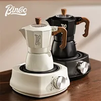 Bincoo Manual Coffee Maker Set, Dual Valve Moka Pot & Electric Heater, Compact Home Espresso Machine