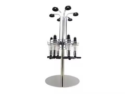 Porta Bebidas Dispenser Bar Butler Whisky Pinga Vodka Dosador Giratório Aço Inoxidável Para 6 Garrafas