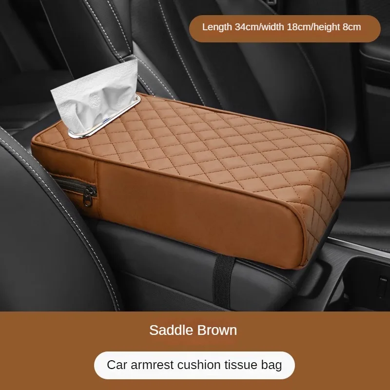 VIRIECH Coussin Rehausseur D'Accoudoir Central Voiture - Mousse Mémoire De Forme Ultra Confort, Cuir Premium Avec Poches Pratiques, Universel Pour SUV, Camions & Voitures