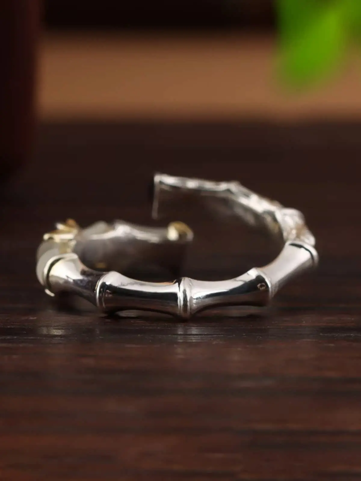 

New Chinese Style Bamboo Node Ring for Women S925 Silver Vintage Court Style Design Simple Open Finger Ring Index Finge...