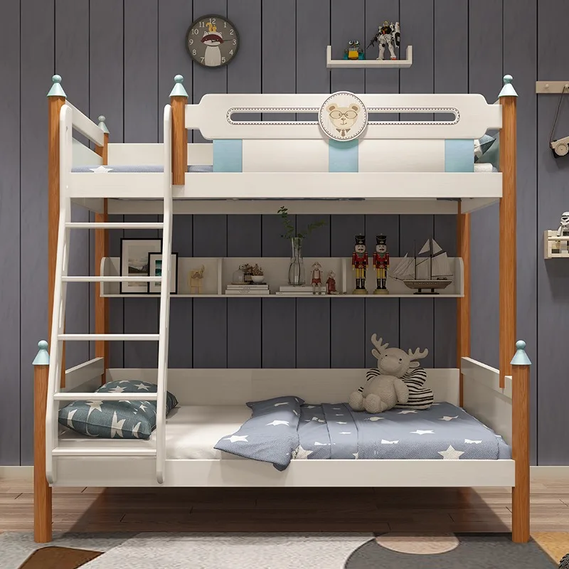 

Полноразмерные деревянные двухъярусные кровати-чердаки для детей с местом для хранения, детская мебель