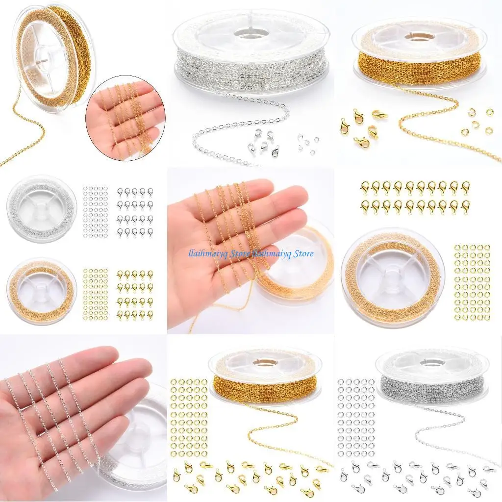 

573B Aluminum Chain with Lobster Clasps and Jump Rings Jewelry Making Supplies Tool