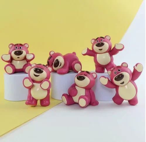 

[Funny] 6pcs/lot DisneyToy Story3 Lotso Strawberry Bear Action figure toys statue collection model home decoration kids gift