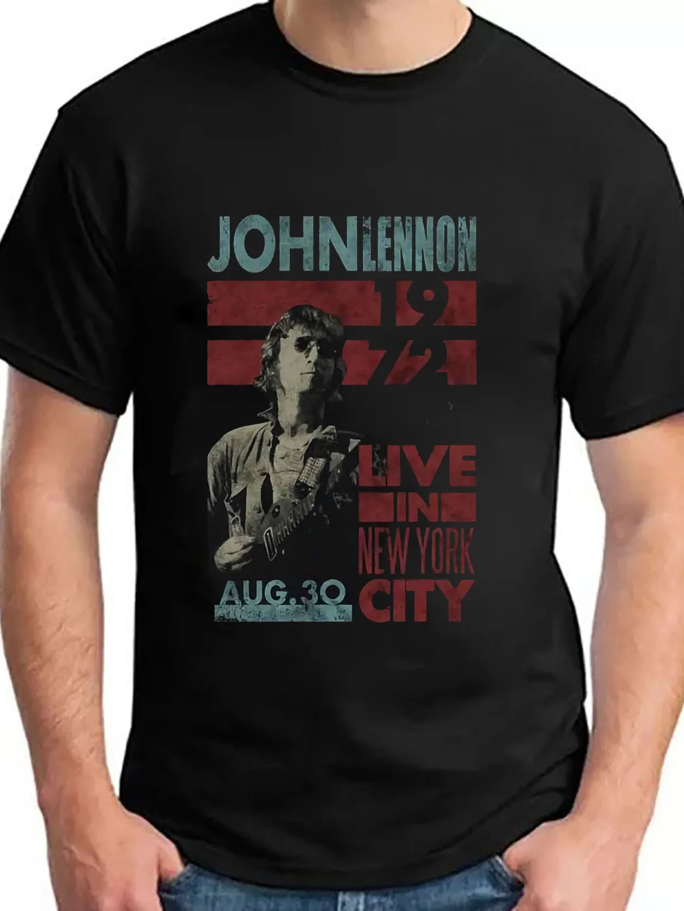 

John Histper Baju Lennon Tinggal Di винтажные футболки больших размеров забавные мужские футболки рубашка Harajuku аниме мужские с принтом AMK08526