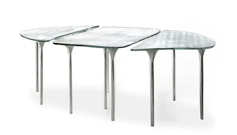Italian modern glass texture entrance table designer simple and versatile stainless steel table legs