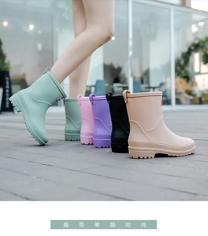Kurze Regenstiefel für Damen, rutschfeste PVC-Wasserschuhe, wasserdichte Outdoor-Schuhe, modische Damen-Wasserstiefel – Detail 6