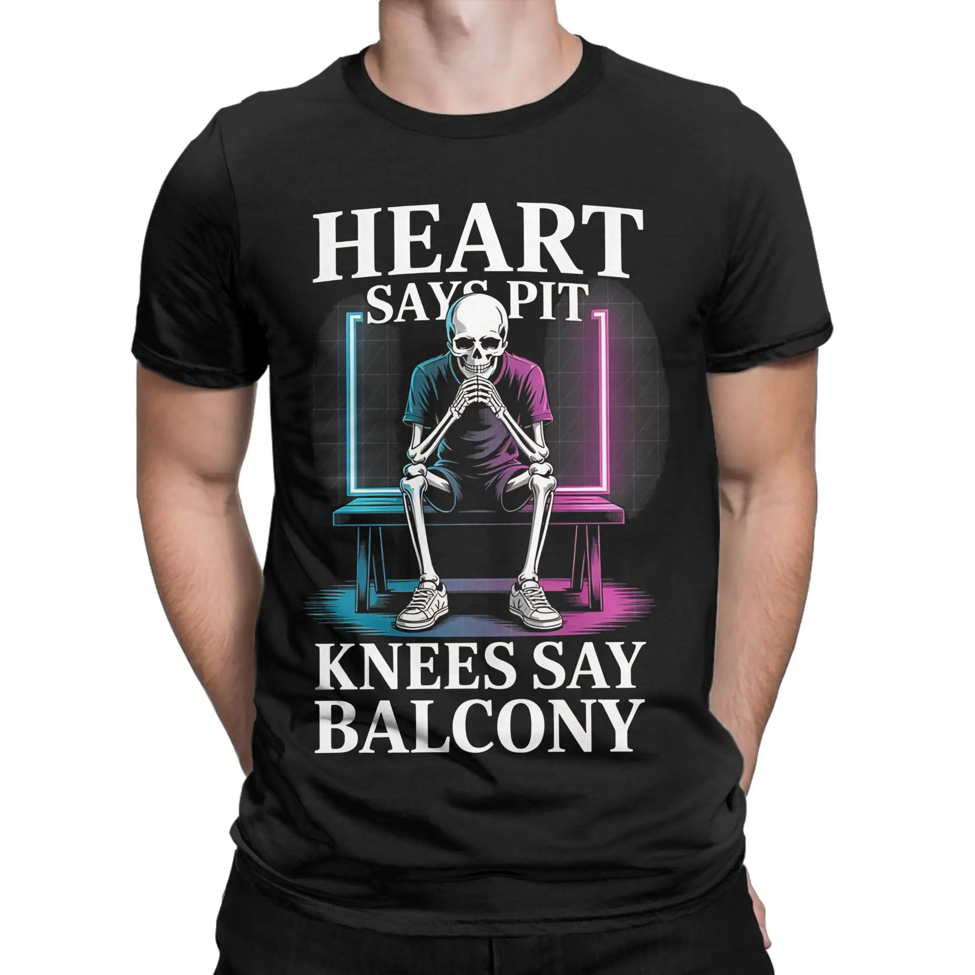 Novelty Heart Says Pit Knees Say Balcony Funny Quote  Tshirts Unisex 100%Cotton Short Sleeve  Round Neck Summer TopsTops
