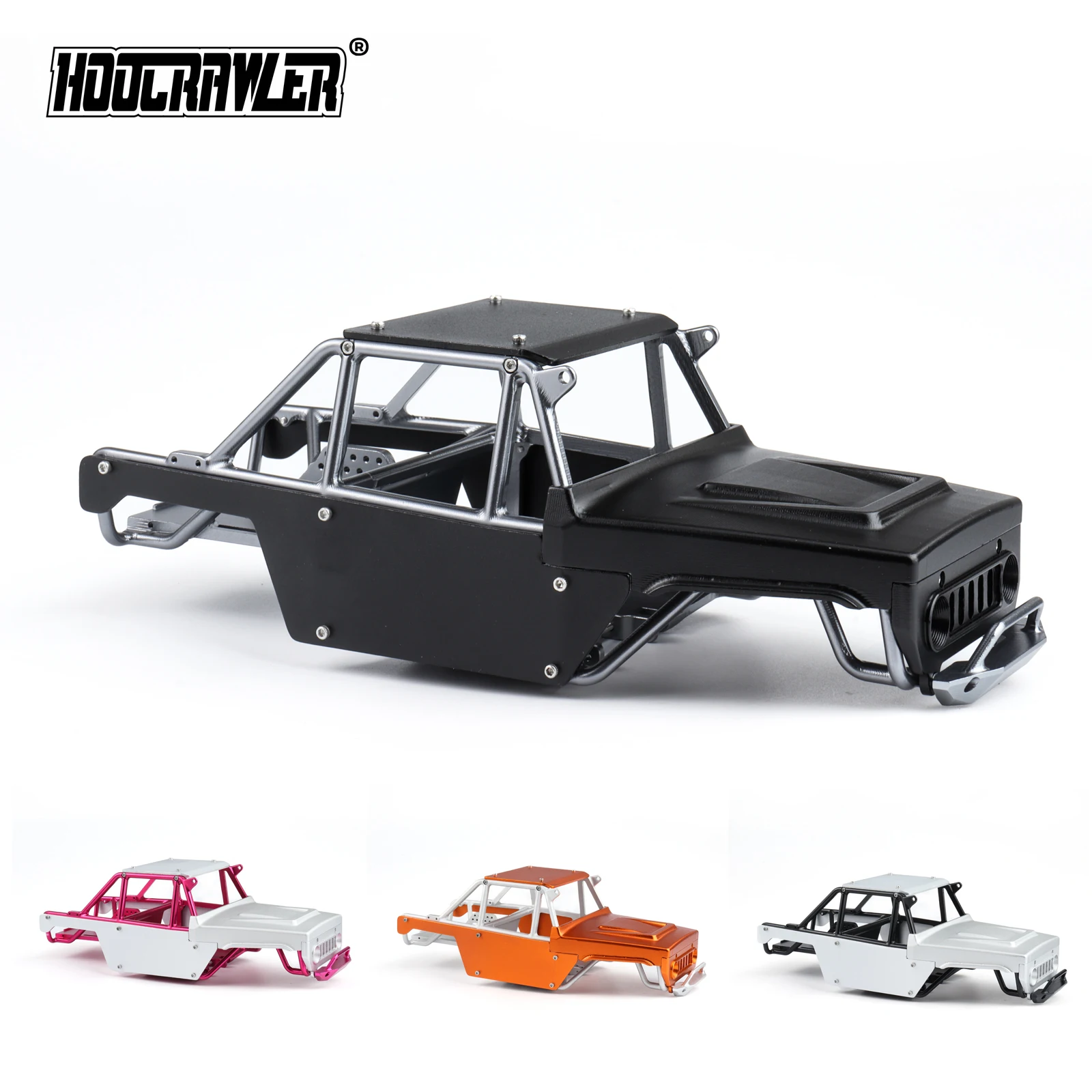 Hoocrawler CNC Aluminum Frame Body Shell Rocks Cage One Piece Tube Chassis For RC Crawler 1/24 SCX 24 Ripper Upgrades