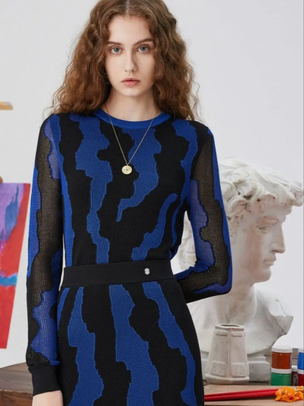 Foreign trade original single Spanish printed crew-neck sweater thin sweater