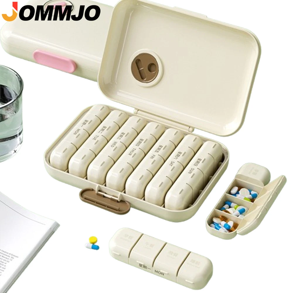 1PCS Weekly Pill Organizer 3/4 Times A Day, Large 7 Day Pill Box with Separate Container, Portable Pill Case for Medication