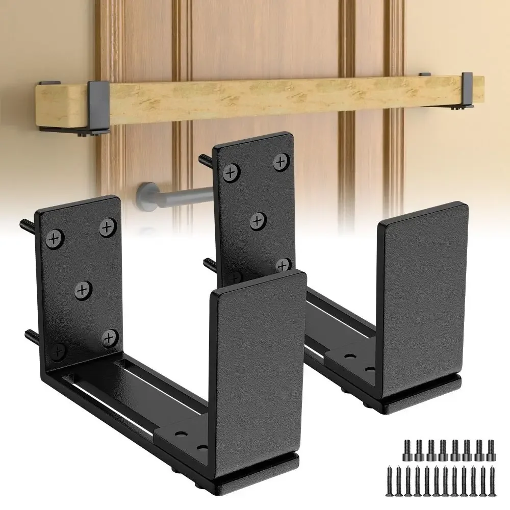 Carbon Steel Drop Open Bar Holder Heavy Duty U Shape Adjustable Door Barricade Brackets Reinforced Rust Resistant Door Bracket