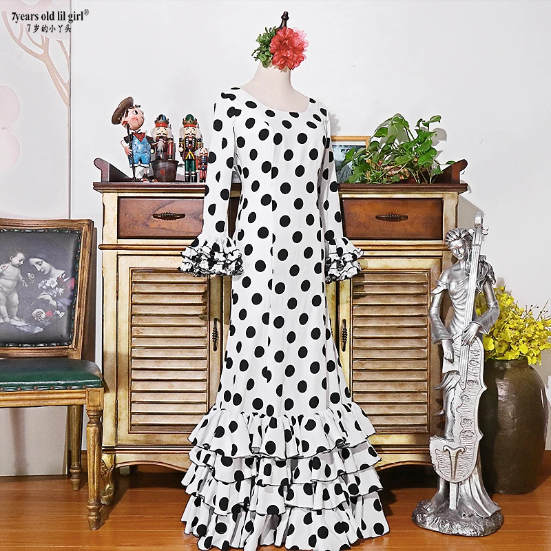 Vestido de baile español para mujer, falda de práctica de Flamenco, GG03