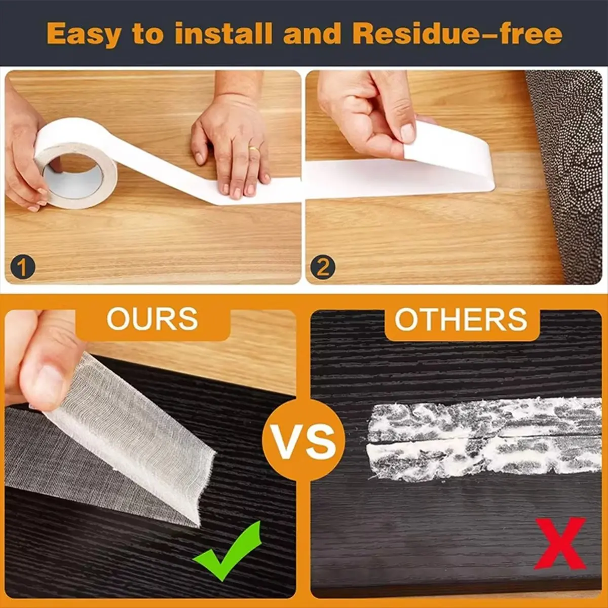 A75K 50mm X 10m Carpet Tape Double Sided for Area Rug Carpet Adhesive Removable Multi-Purpose Binding Tape Cloth Floor