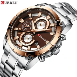 CURREN Watch Quartz Male watches Fashion Chronograph Clock Mens Gift Casual Stainless Steel Wristwatch